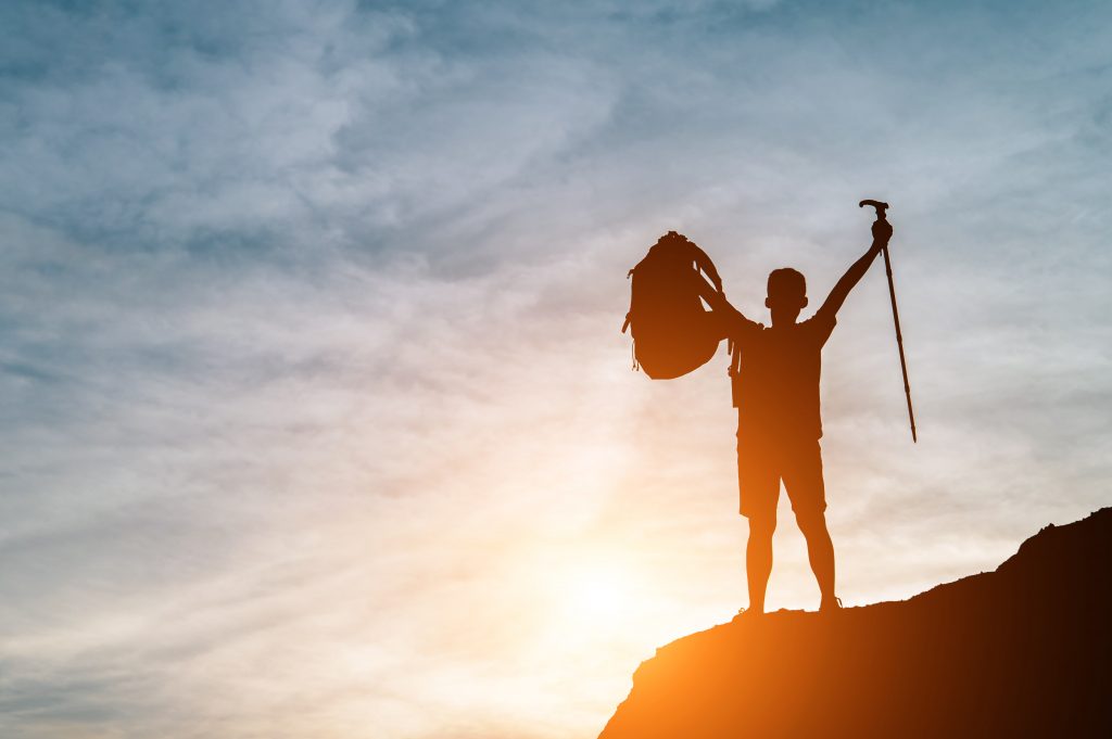 career, success, sunrise, mountain climb, hike, silhouette