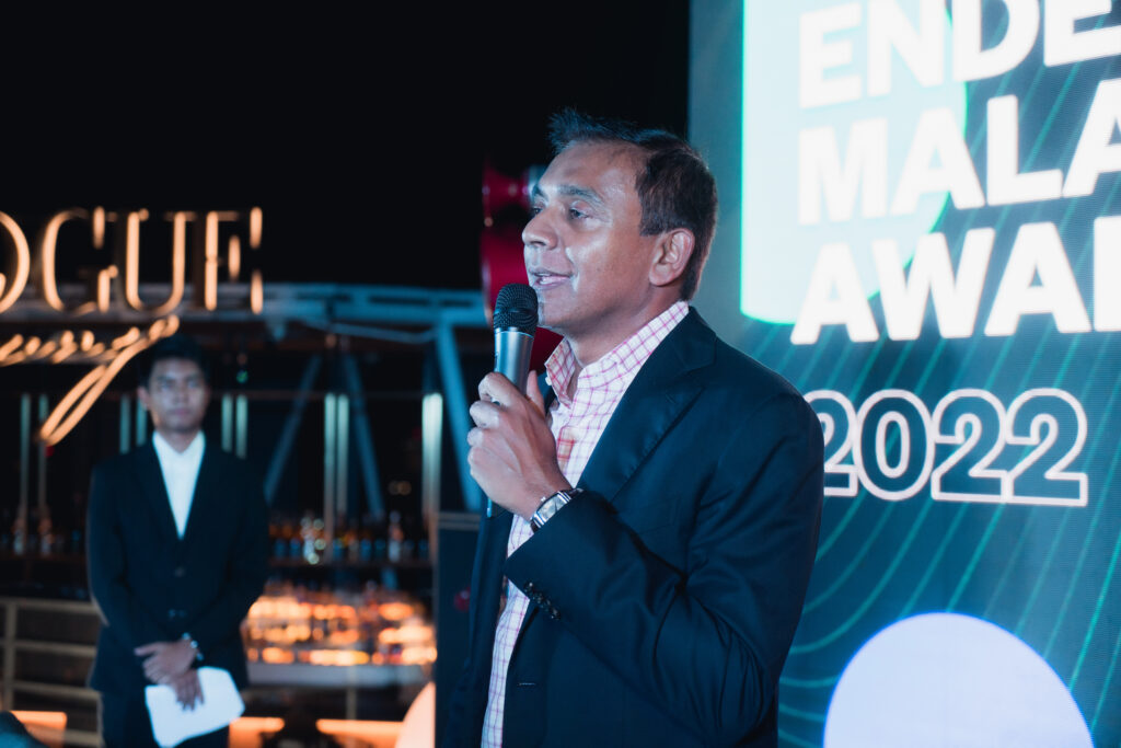 Brahmal Vasudevan giving an opening speech in endeavor malaysia award
