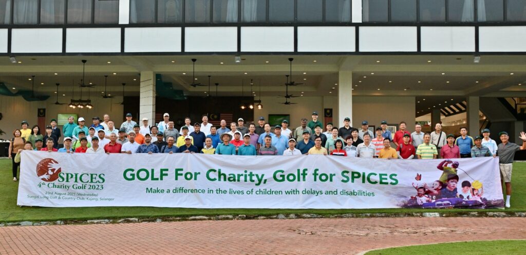 A group picture at the SPICES 4th Golf Charity event with the charity contributors 