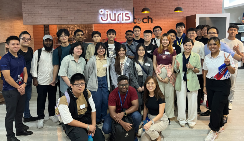 The student and lecturers of Forward College taking a group photo in JurisTech's office.