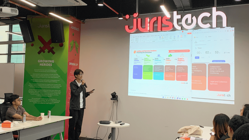 Universiti Teknologi PETRONAS presenting during an industrial visit to JurisTech.