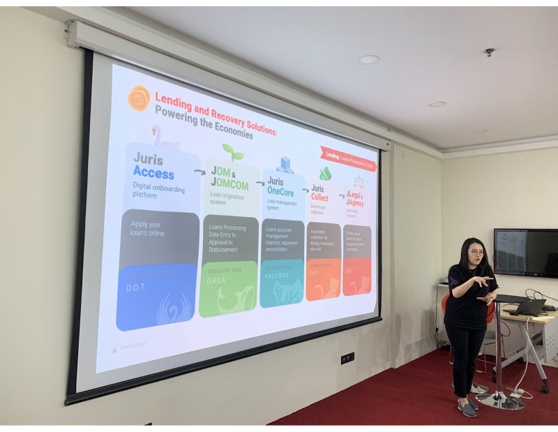 JurisTech's Recruitment Team Lead, Elizabeth Lim, speaking during the Universitas Gadjah Mada industry visit