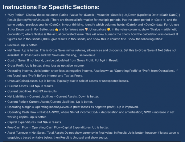 JurisTech's instructions given to generate key financial ratios